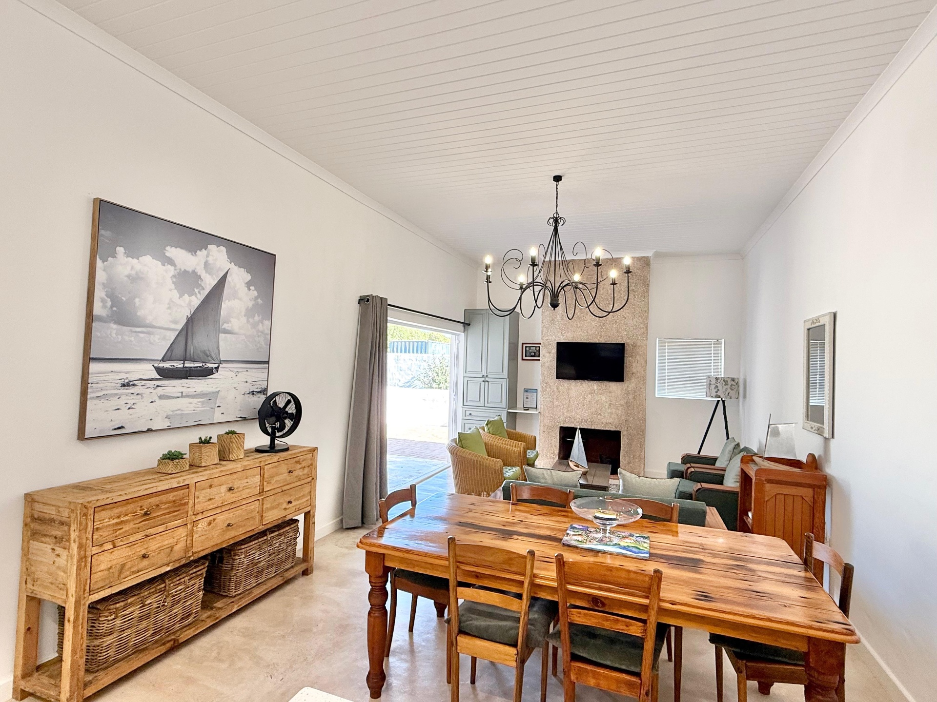Dining room with reclaimed wood table